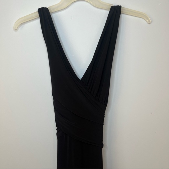 Vera Wang Sleeveless Matte Black Jersey Knit Timeless Classic Maxi Dress Size 4 - Picture 3 of 16